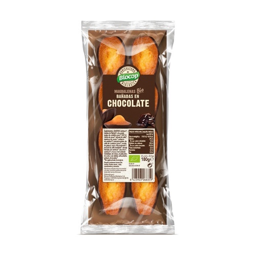 Magdalenas bañadas en Chocolate Negro Bio