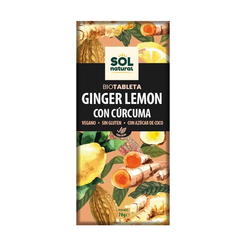 Chocolate vegano con Jengibre, Limón y Cúrcuma Bio