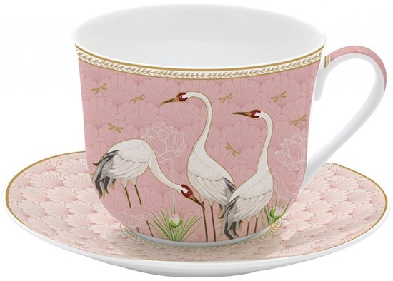 Taza Desayuno Jumbo con plato Porcelana Dancing Garza