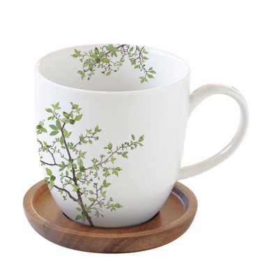 Taza Mug Natura Verde - Taza y Plato de madera
