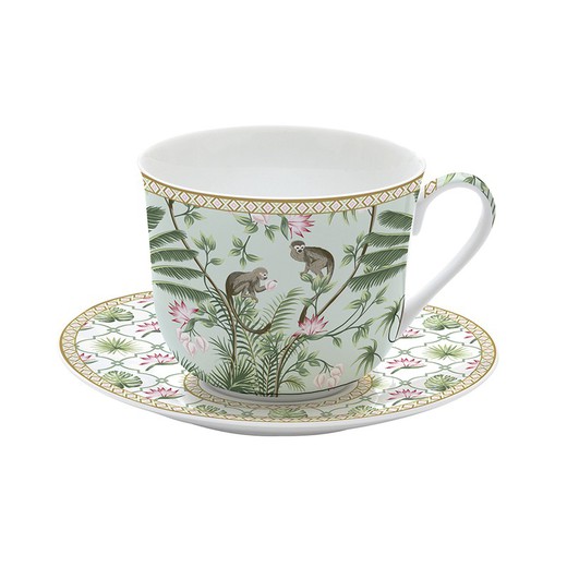Taza Desayuno Jumbo con plato Porcelana