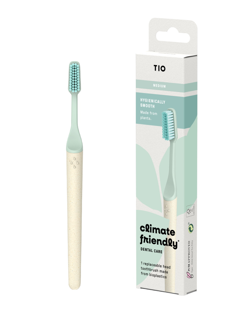 Cepillo de dientes de Bioplástico con Cabezal Removible Dureza Media - Azul