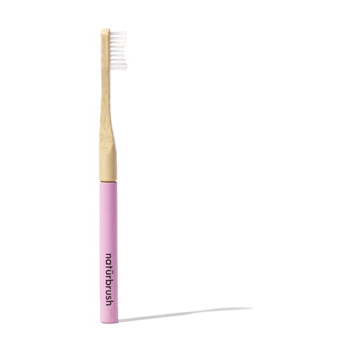 Cepillo de Dientes de Bambú Natural con Cabezal Renovable Dureza Media - Rosa