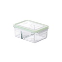 Tartera hermética con separador de vidrio con tapa de plástico 670 ml