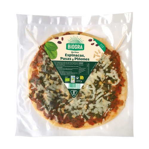 Pizza Vegetal Espinacas, Pasas y Piñones