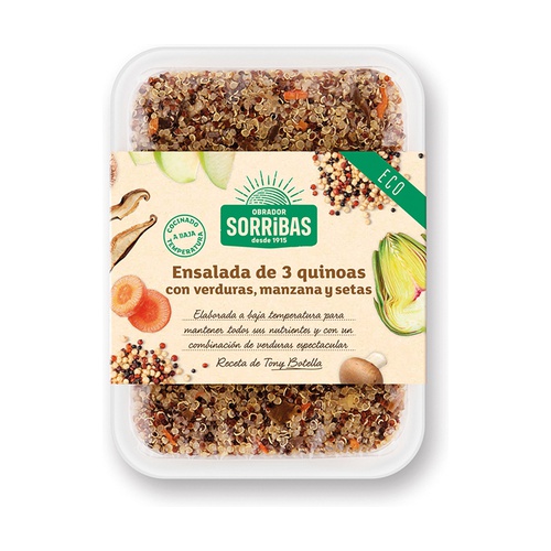 Ensalada 3 quinoas con verdura, manzana y setas ECO