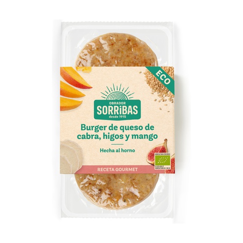 Hamburguesa Seitán, Queso de cabra, Higos y Mango Bio