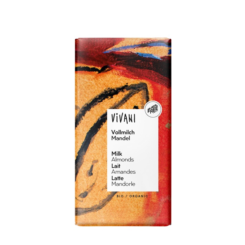 Chocolate con leche 34% cacao con Almendras enteras Bio