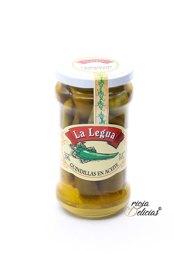 Guindillas largas en aceite de oliva (picantes)