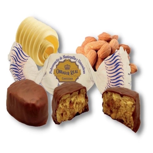 Polvorón de Mantequilla y Almendra bañado en Chocolate