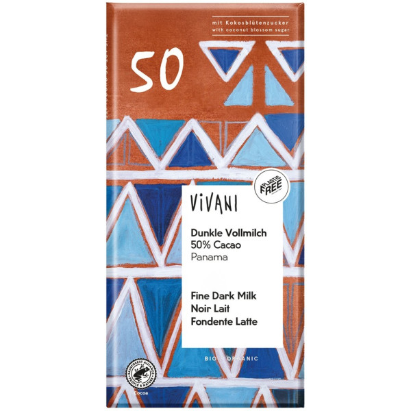 Chocolate negro 50% cacao con leche y azúcar de coco Bio