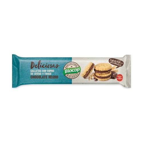 Galletas Deliciosas rellenas de chocolate negro Bio