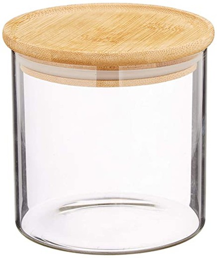 Tarro de almacenamiento de vidrio con tapa de bambú