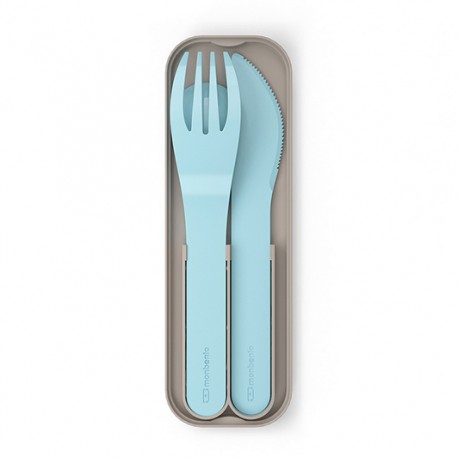 Cubiertos Pocket Biodegradables Azul Iceberg