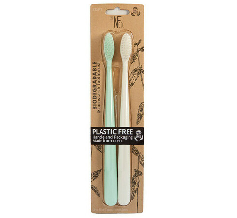 Cepillos de dientes (2 unidades) biodegradables uno de color menta y otro de color marfil