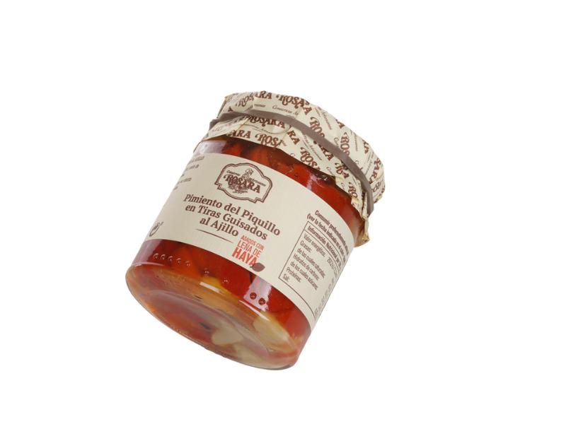 Pimiento del Piquillo en tiras guisados al ajillo