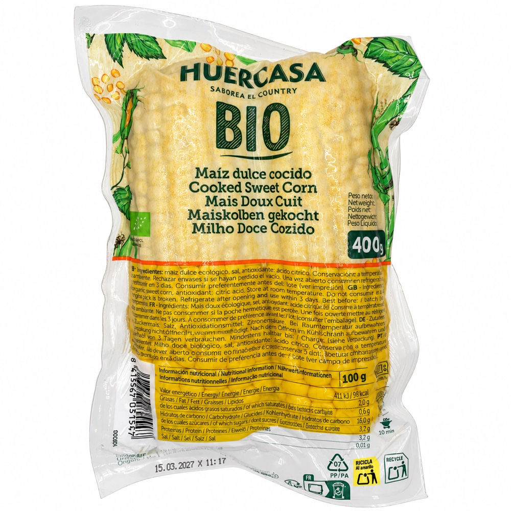 Mazorca de Maíz dulce cocida Bio