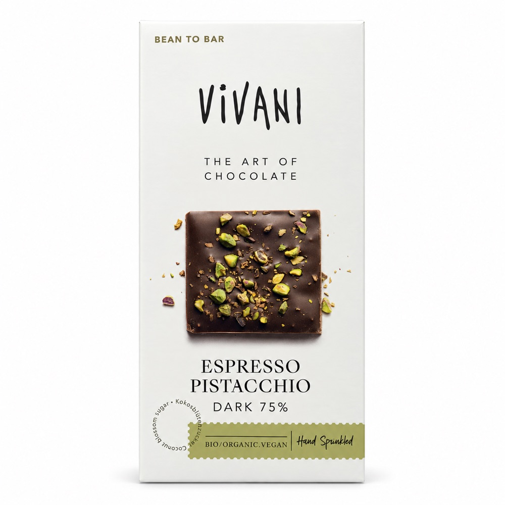 Chocolate Negro 75% Espresso Pistacho Bio