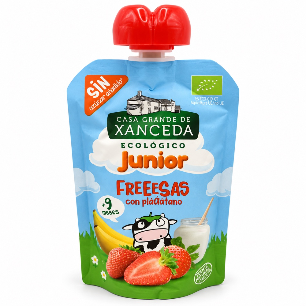 Pouch de Yogur con Fresas y Plátano Bio