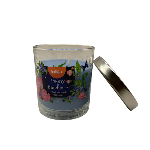 Vela Perfumada Natural - Peonia y Arandanos en vaso de cristal