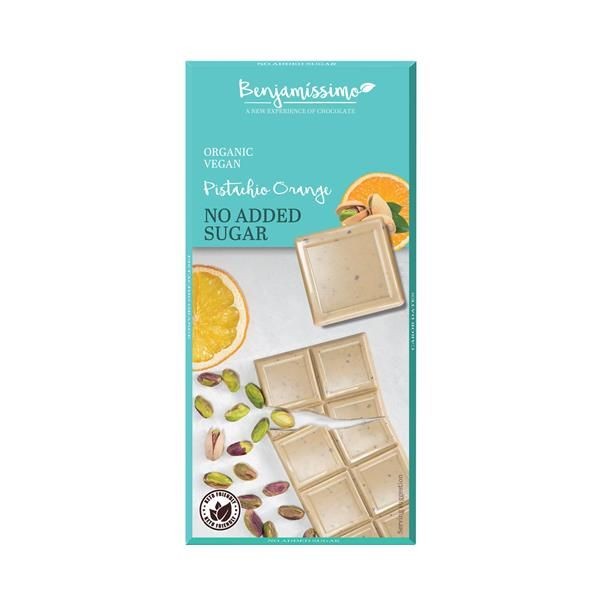 Chocolate Blanco 35% con Pistacho y Naranja Bio