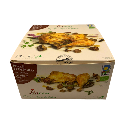 [4399] Medio Pollo Bio Asado al horno con castañas y setas (2 unidades)