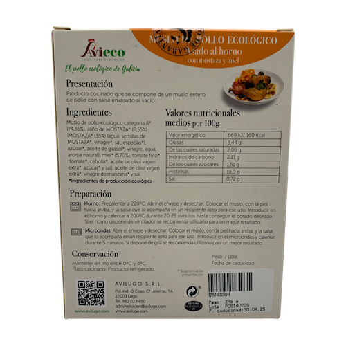 [4397] Muslo de Pollo Bio Asado al horno con Mostaza y Miel (1 unidad)
