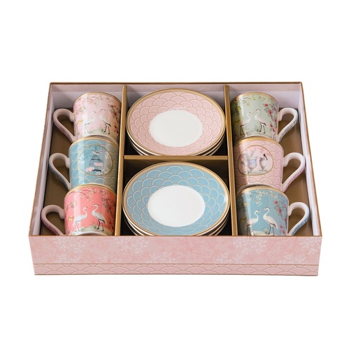 [3132] 6 tazas de espresso de 100 ml + platos - Jardin de reves
