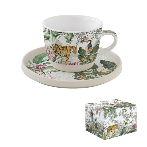 [2957] Taza de té con plato Porcelana Tropical