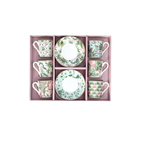 [2537] 6 tazas de espresso de 100 ml + platos - Wild Tropical