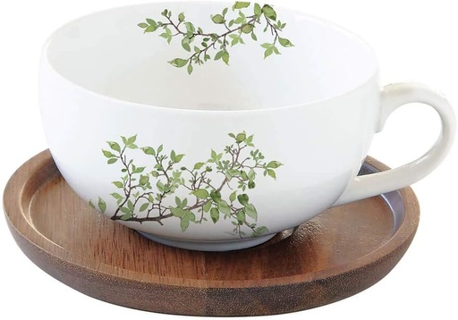[2356] Taza Cup Natura Verde - Taza y Plato de Madera