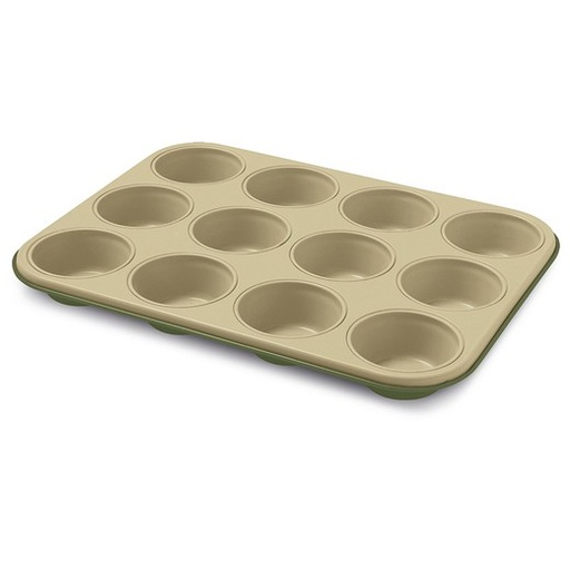 [2166] Bandeja molde para 12 magdalenas color verde