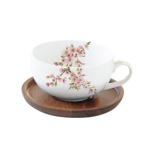 [2158] Taza Cup Sakura - Taza y plato de madera