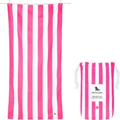 [4173] Toalla XL Dock & Bay - Rayas Rosas Fucsia