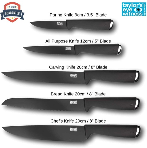 [876] Set de 5 cuchillos Negro
