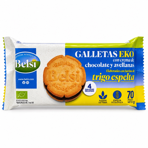 [4835] Galletas de Espelta rellenas de Chocolate y Avellanas Bio (4 galletas)