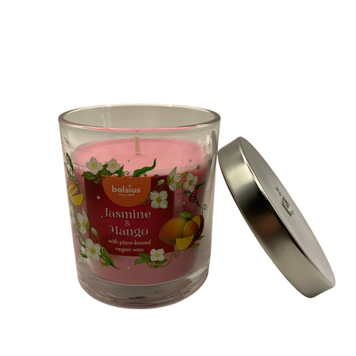 [3935] Vela Perfumada Natural - Jazmín y Mango en vaso de cristal