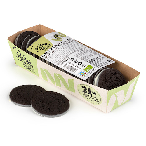 [3796] Galletas Proteicas de Cacao con fondo de Chocolate Blanco Bio